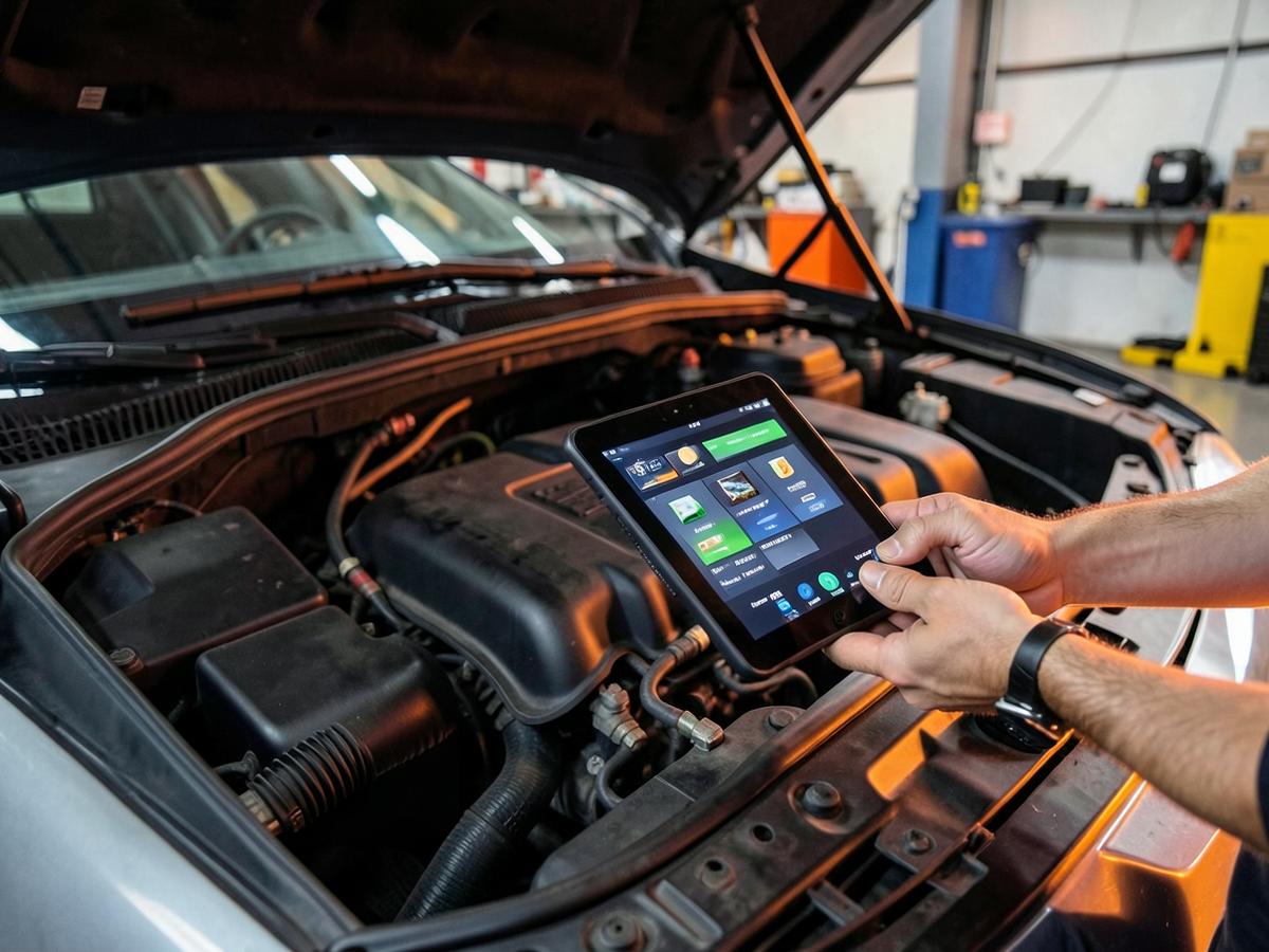 Motor bölmesinde diagnostik cihazla arıza tespiti